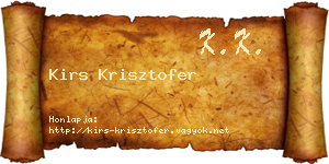 Kirs Krisztofer névjegykártya